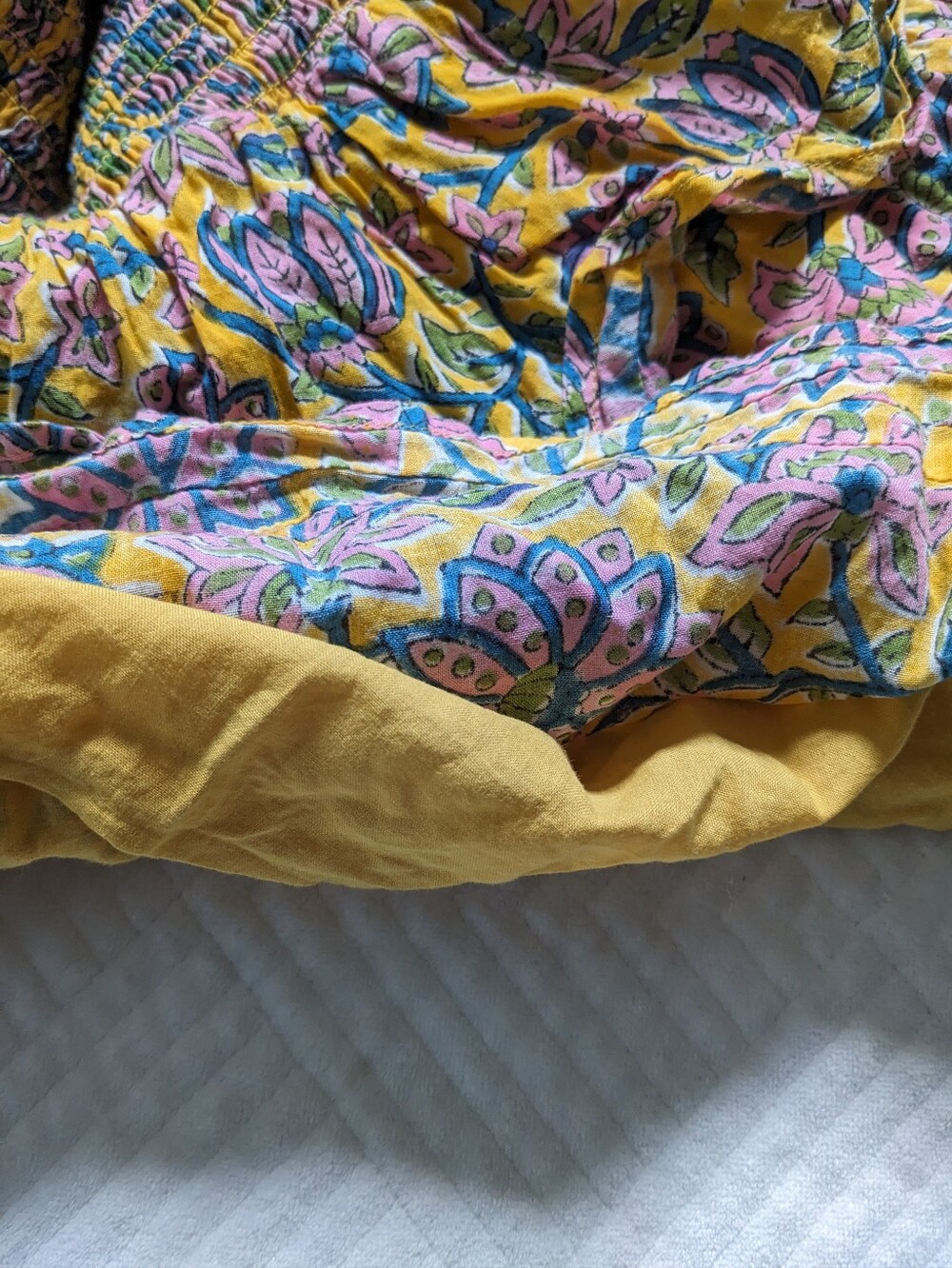 Cleobella Kate Saffron Yellow Tiered Smocked Waist Cotton Mini Skirt Small - Picture 9 of 9